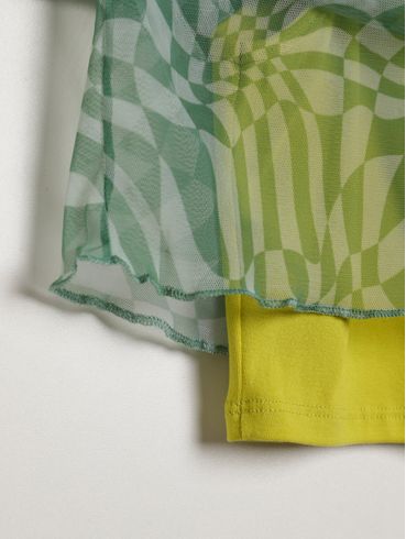 Blusa Tule Sobreposição Juvenil Para Menina - VERDE