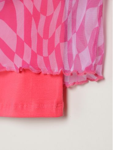 Blusa Tule Sobreposição Juvenil Para Menina - PINK