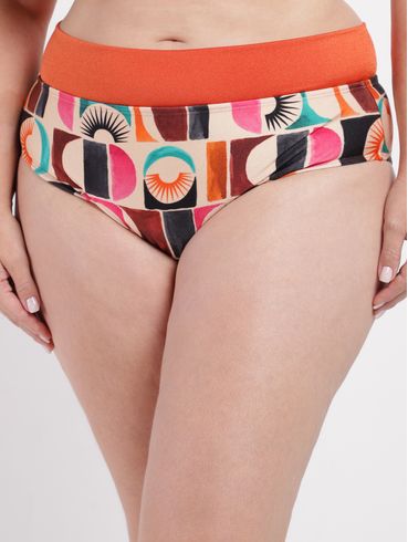 Biquíni de Calcinha Alta Plus Size Feminina MULTICOLORIDO