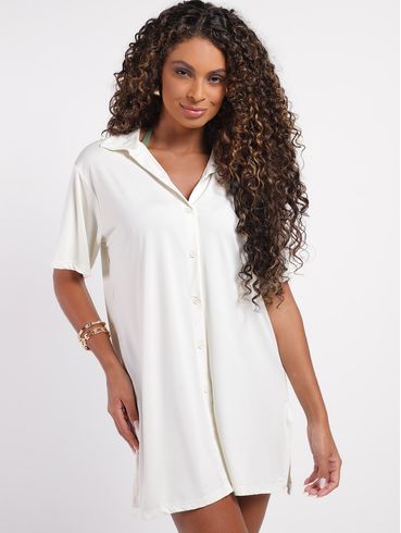Saída de Praia Chemise Manga Curta Feminina BRANCO