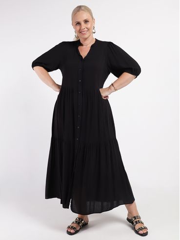 Vestido Chemise Plus Size Feminino PRETO