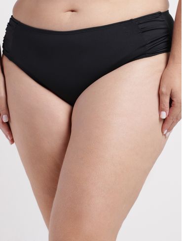 Biquíni Calcinha Laterais Franzidas Feminina PRETO