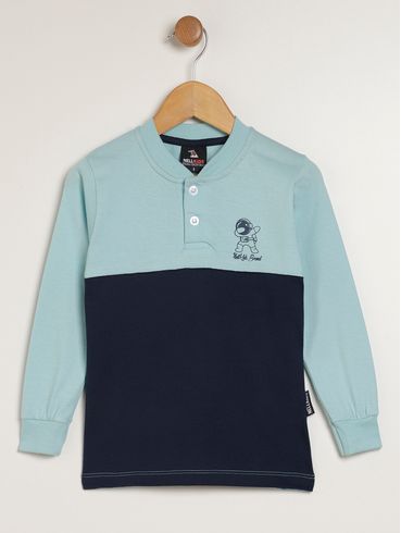 Camiseta Manga Longa Infantil Para Menino - AZUL