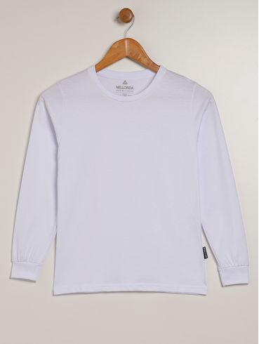 Camiseta Manga Longa Juvenil Para Menino - BRANCO
