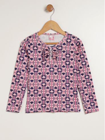 Blusa Manga Longa Infantil Para Menina - ROSA