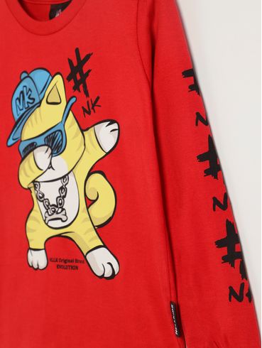 Camiseta Manga Longa Infantil Para Menino - VERMELHO