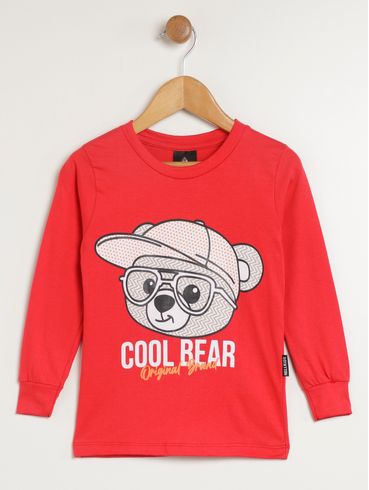 Camiseta Manga Longa Infantil Para Menino - VERMELHO
