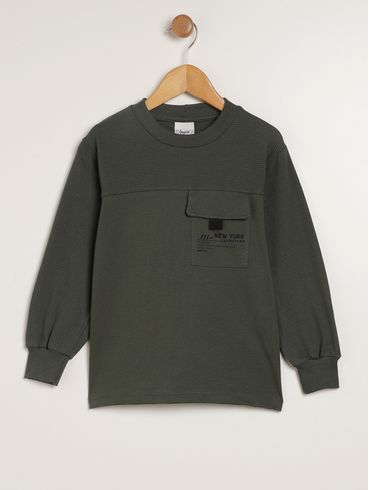 Camiseta Manga Longa Infantil Para Menino - VERDE