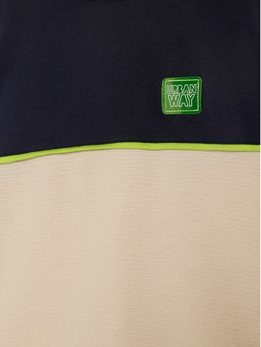 Camiseta Manga Longa Infantil Para Menino - MARINHO/BEGE