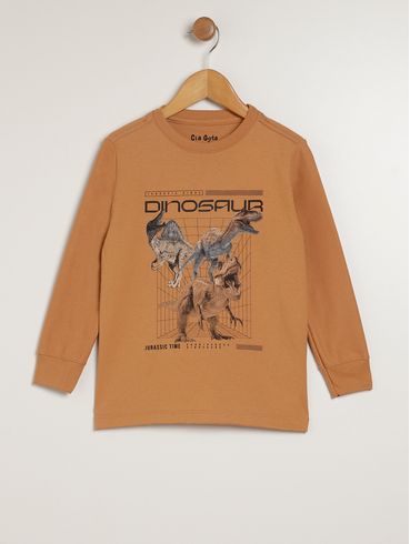 Camiseta Manga Longa Infantil Para Menino - CARAMELO