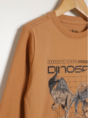 Camiseta Manga Longa Infantil Para Menino - CARAMELO