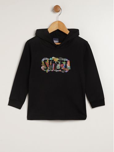 Camiseta Manga Longa Infantil Para Menino - PRETO