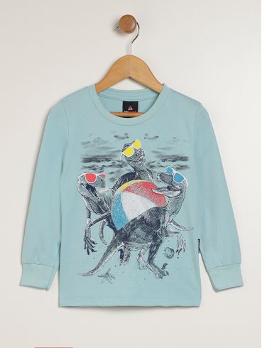 Camiseta Manga Longa Infantil Para Menino - AZUL