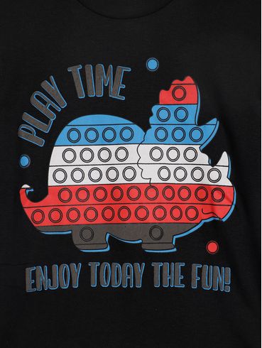 Camiseta Manga Longa Infantil Para Menino - PRETO/AZUL