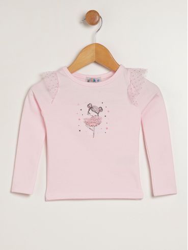 Blusa Manga Longa Flik Infantil Para Menina - ROSA CLARO