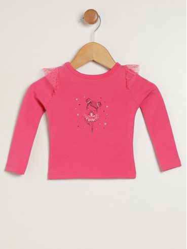 Blusa Manga Longa Flik Infantil Para Menina - ROSA