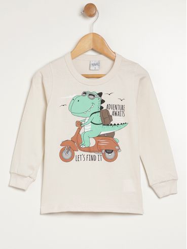 Camiseta Manga Longa Infantil Para Menino - OFF WHITE