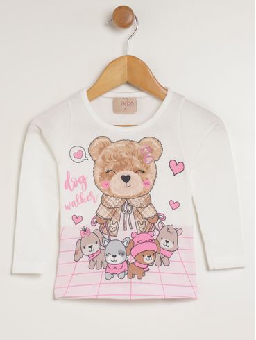 Blusa Manga Longa Infantil Para Menina - ROSA