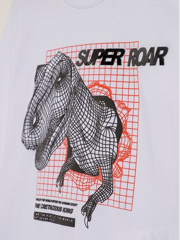 Camiseta Dinossauro Infantil Para Menino - BRANCO