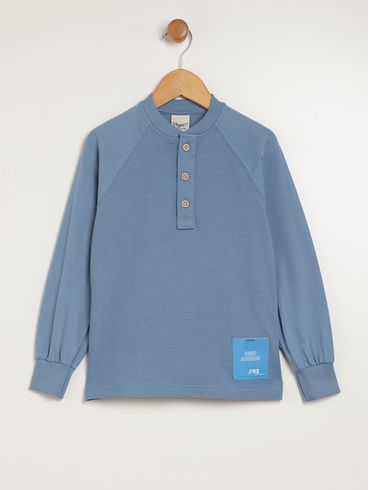 Camiseta Manga Longa Infantil Para Menino - AZUL