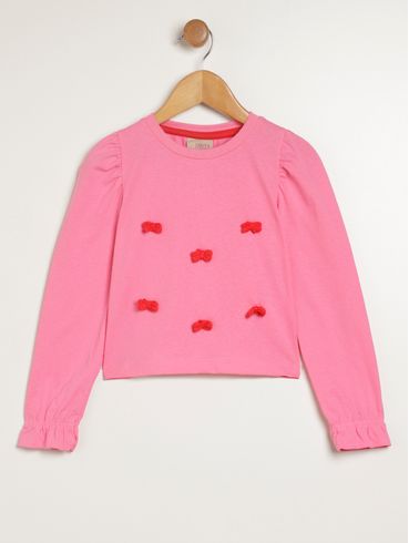 Blusa Manga Longa Laços Infantil Para Menina - ROSA
