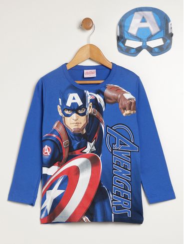 Camiseta Capitão América  Infantil Para Menino - AZUL