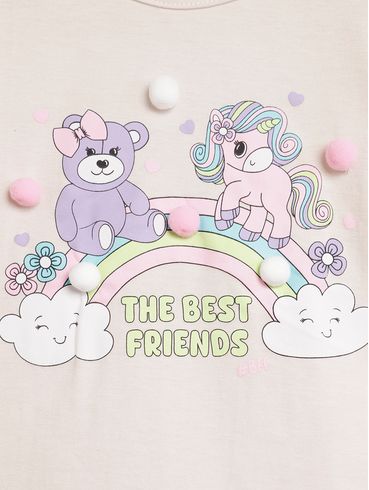 Blusa Manga Longa Infantil Para Menina - BEGE