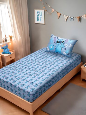 Jogo De Lençol Solteiro Stitch Blue Joy Disney AZUL