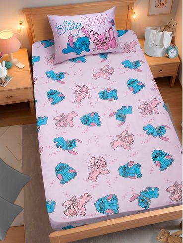 Jogo De Lençol Stitch e Angel Love Joy Disney ROSA