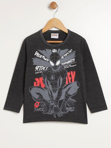 Camiseta Homem Aranha Infantil Para Menino - PRETO