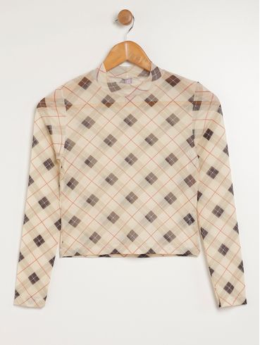 Blusa Manga Longa Juvenil Para Menina - BEGE