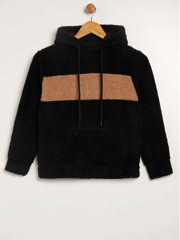 Moletom Juvenil Para Menino - PRETO/BEGE