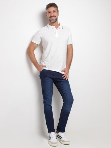 Polo Manga Curta Dixie Masculina OFF WHITE