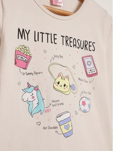 Blusa Manga Longa Infantil Para Menina - BEGE