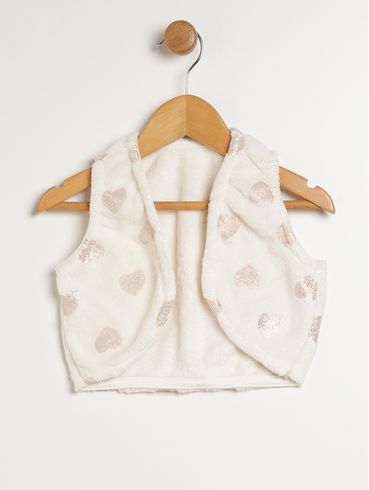 Colete Fleece Infantil Para Menina - OFF WHITE