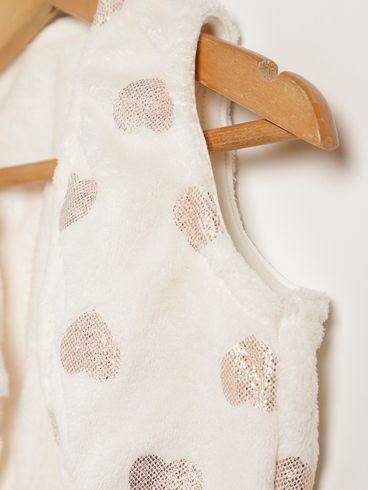 Colete Fleece Infantil Para Menina - OFF WHITE