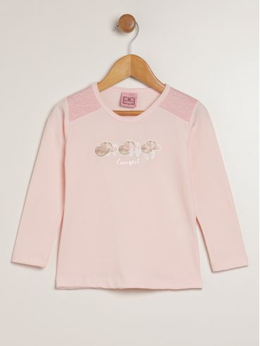 Blusa Manga Longa Infantil Para Menina - ROSA