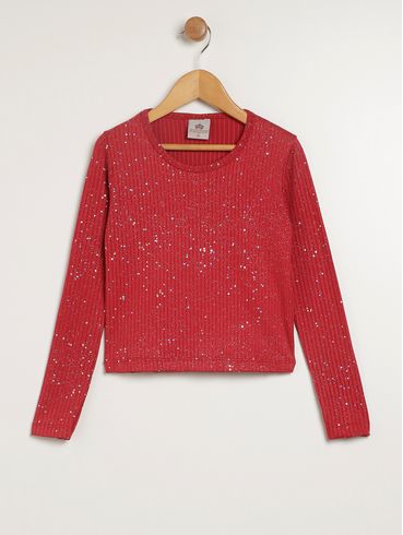 Blusa Manga Longa Juvenil Para Menina - BORDO