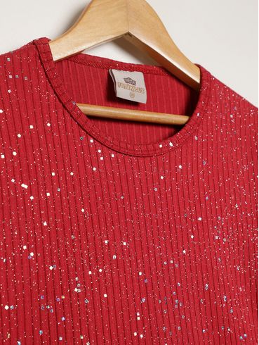 Blusa Manga Longa Juvenil Para Menina - BORDO
