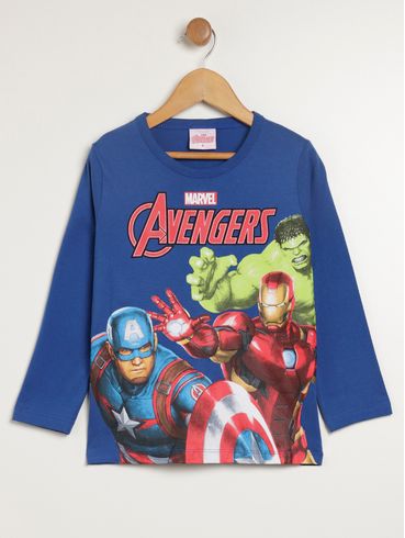 Camiseta Vingadores  Infantil Para Menino - AZUL