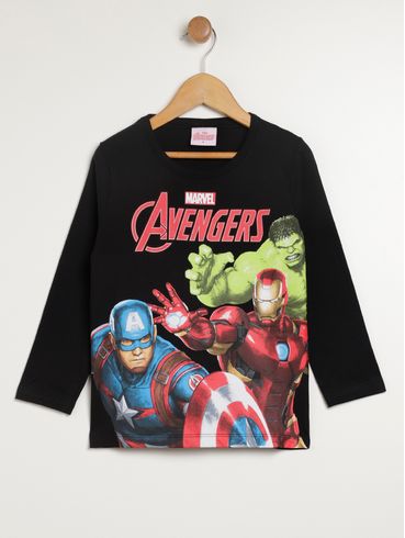 Camiseta Vingadores Infantil Para Menino - PRETO