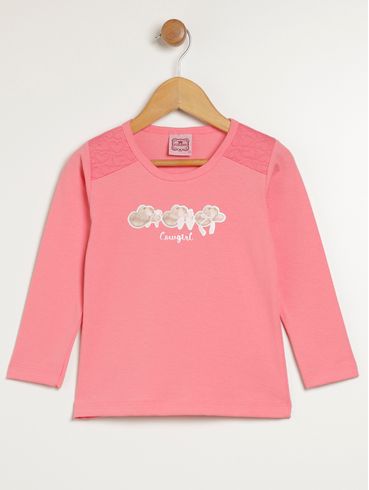 Blusa Manga Longa Infantil Para Menina - PINK