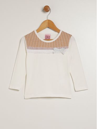 Blusa Manga Longa Infantil Para Menina - OFF WHITE