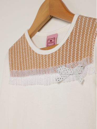 Blusa Manga Longa Infantil Para Menina - OFF WHITE