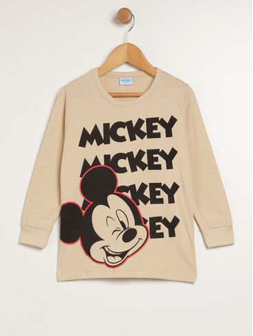 Camiseta Manga Longa Infantil Para Menino - BEGE