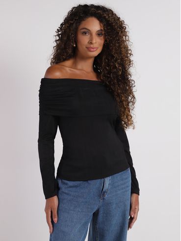 Blusa Ombro a Ombro Feminina PRETO