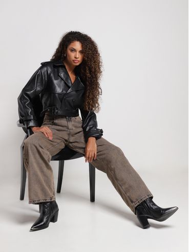 Jaqueta Cropped Eagle Rock Feminina PRETO