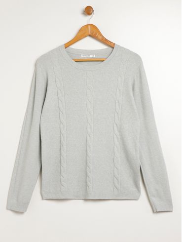 Blusão Tricot Manga Longa Feminina CINZA CLARO
