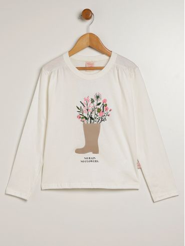 Blusa Manga Longa Infantil Para Menina - NATURAL
