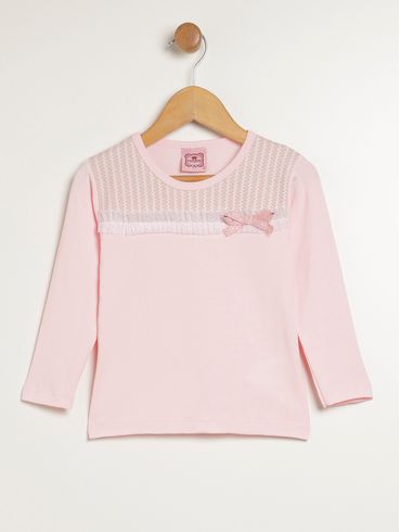 Blusa Manga Longa Infantil Para Menina - ROSA